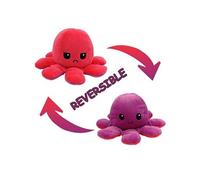 Peluche poulpe réversible double face 20 cm -violet + rose rouge