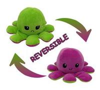 Peluche poulpe réversible double face 20 cm -violet + vert G