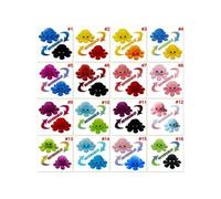 Peluche poulpe réversible double face 20cm 5pcs - multicolore