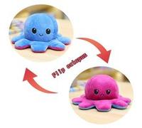 Peluche poulpe réversible double face 30 cm -bleu + violet