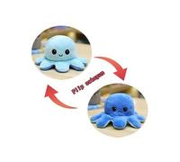 Peluche poulpe réversible double face 40 cm -bleu + bleu clair