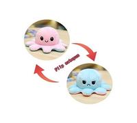 Peluche poulpe réversible double face 40 cm -bleu clair + rose