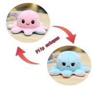 Peluche poulpe réversible double face 40 cm -bleu clair + rose G