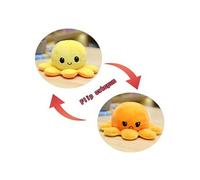 Peluche poulpe réversible double face 40 cm -orange + jaune