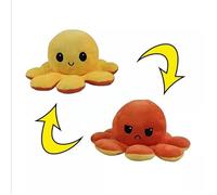 Peluche Poulpe Reversible,Pieuvre Mignonne en Peluche Jouets The Octopus Poulpe pour Enfants Famille,Amis (Orange + jaune)