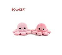 Peluche poulpe réversible rose clair et rose foncé