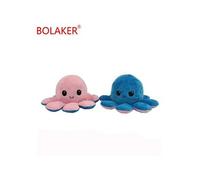 Peluche poulpe réversible rose tendre et bleu