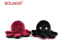 Peluche Poulpe Souple Réversible Rouge Vin Et Noir Bolaker®