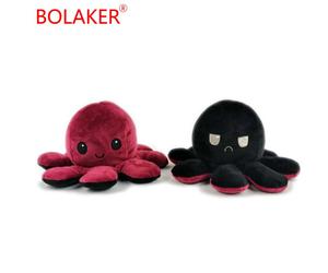 Peluche Poulpe Souple Réversible Rouge Vin Et Noir Bolaker®