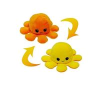 Peluche poulpe Wafenso réversible double face 20 cm-Jaune/Orange