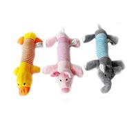 Peluche pour chiot animal domestique Jouets porc, éléphant et canard avec bruitages par machouillage de couinement grincement Cochon - Rose