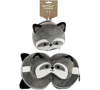 Peluche - Puckator - Cutiemals Raton-Laveur - Oreiller de Voyage - Masque Yeux - Marron
