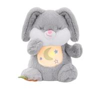 Peluche Qui Respire, Loutre Qui Respire avec Lumières et Musique, Peluche Musicale Bebe, Respire Découvertes Sensorielles Bebe, Cadeau pour Garçon/Fille Nouveau-né (Lapin Gris)
