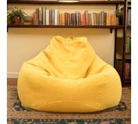Peluche Rangement Velours Pouf Housse Uniquement Lavable Épaissi Fermeture Éclair Stretch Pas De Remplissage Style Moderne Poufs Adolescents Chambre Adulte Bureau,Jaune,90 * 110cm