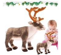 Peluche renne - Coussin décoratif de jouet de renne en peluche de cerf doux, ornement de renne mignon de 13,7 pouces, jouet de cerf en peluche de Noël, pour chaises, chambres à coucher, canapés, lits