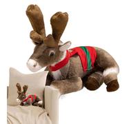 Peluche Renne - Coussin Doux Renne de Noël | Jouets D'Accompagnement Peluche Pour Fêtes | Pour Garçons Salon Chambre Anniversaire Voyage Fête Chambre d'Enfant Bureau Étagère Manteau De Cheminée Voitur