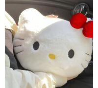 Peluche Sanrio Hello chat Mignonne - Coussin en peluche de la tête de chat, idéal pour le canapé, le lit, la voiture. Coussin de sieste en forme de tête de chat de dessin animé doux, parfait pour le s