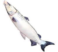Peluche Saumon Réaliste, Coussin Poisson Géant 3D Jouet Animal En Peluche For Chat Animaux De Compagnie Enfants Cadeau D'Anniversaire Coussin Doux Et Réaliste En Forme(Salmon,100cm(39.3 In))