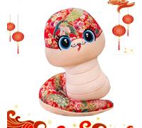 Peluche serpent 2025 - Jouet mascotte serpent en peluche du Nouvel An 2025 - Jouet mascotte chanceux doux et élastique pour salon, chambre d'enfant, canapé, voiture, chambre à coucher