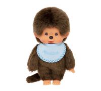 Peluche singe - BANDAI - Monchhichi Bavoir Bleu Ciel - 20 cm