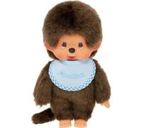 Peluche singe - BANDAI - Monchhichi Bavoir Bleu Ciel - 20 cm