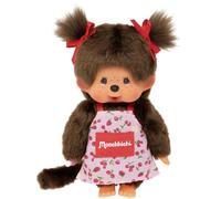 Bandai - Monchhichi - Peluche Monchhichi Tablier à Fleurs - Peluche Singe Iconique des années 80 - Monchhichi Peluche Toute Douce 20 cm pour Enfants et Adultes - Jouet Enfant 2 Ans et + - SE201648