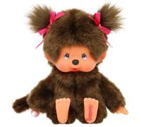 Bandai - Monchhichi - Peluche l'Original Fille - Peluche Singe Iconique des années 80 - Peluche Toute Douce 20 cm pour Enfants et Adultes - Jouet Enfant 2 Ans et + - SE254378