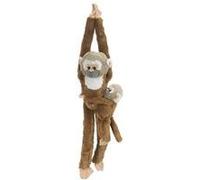 peluche Singe Ecureuil avec Bébé 51 cm marron blanc