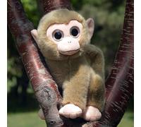 Peluche Singe Réaliste à Grands Yeux, Doux et Adorable (Gris/Marron), Jouet Animal Mignon, (Brass,20cm)