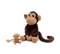 Déglingos PTIPOTOS Peluche Zazou Maman & Bébé – Ultra douce 26 cm Chocolat