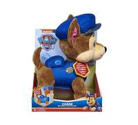 PAW Patrol , Peluche interactive parlante Chase de 30,5 cm avec effets sonores, répliques bilingues et queue remuante, pour les enfants à partir de 3 ans