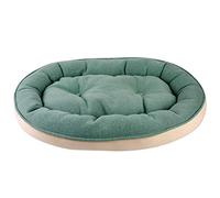 Peluche Souple Chien de Compagnie Lit Couchage Cage Ovale Chat Hiver Chaud Lits Sac Chiot Coussin Tapis Double Face Niche Chaton Chaise Longue Maison Animaux Oreiller Équipement - Vert, 72cmx52cmx11cm