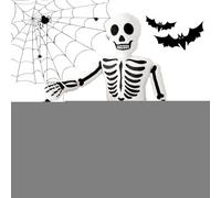 Peluche squelette, décoration d'Halloween, oreiller tête de mort, peluche douce à câliner, design amusant en forme d'os, décoration d'agence de maison ou cadeaux de voyage, 40 cm, blanc, 1 pièce