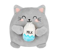 Peluche Super Soft thème Chat - Format Mini, avec Carte d'Identité Personnalisable, Tient Debout, 18x16 cm, Noir, pour vacances, anniversaire, Thanksgiving, fête des, fête à thème, robuste