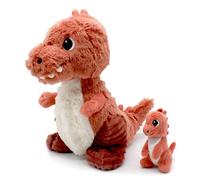 Peluche T-rex Maman Et Son Bébé Rouge TU