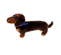 Peluche teckel réaliste de 35,7 cm, avec collier, jouet en peluche douce, jouet d'accompagnement pour , décoration pour chambre à coucher, canapé, voiture, cadeau souvenir pour les amoureux des