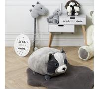 The Concept Factory Peluche coussin Chien Kawaii PE9807 30 x 30 cm Gris