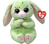 TY Beanie Bellies - Fern Le Lapin de Pâques Vert avec Les Yeux Roses Scintillants, Les Animaux câlins en Peluche avec Le Ventre Doux Originaux spéciaux Pâques - 20 cm - T41514