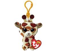 Ty Porte-clés peluche Beanie Boos Stilt La Girafe – 12 cm, marron et blanc, yeux scintillants