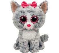 Ty – Peluche Beanie Boo's Kiki le chat – 23 cm – Gris et rose – Intérieur – Mixte TU