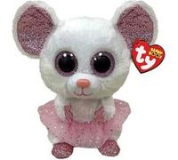 Ty Peluche Beanie Boos Medium Nina la souris 23 cm Rose et blanc TY36488
