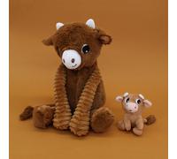 LES DÉGLINGOS Les PTIPOTOS by Peluche Maman Bebe - Toute Douce - Cadeau Naissance - Hindou Vache Maman & Bebe CASSONNADE - 24CM, Marron