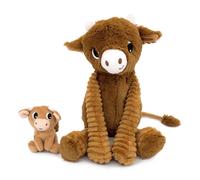 Peluche vache maman et son bébé marron