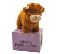 Peluche Vache Marron Toute Douce avec Rembourrage hypoallergénique, prête à Offrir dans Son Coffret Violet, Parfaite pour la Chambre d'enfant ou la décoration de la nurserie