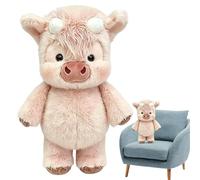 Peluche Vache Rembourrée - 60 Centimètres de Long Tout Doux Apaisant Pour Le Coucher,Peluche en Forme de Vache Réaliste - pour Amis, Petite Amie, Couples Anniversaire Fête des Crémaillère Canapé