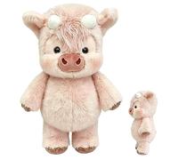 Peluche Vache Rembourrée,Compagnon Apaisant pour le Coucher Tout Doux Moelleux et | Peluche en Forme de Vache Réaliste,pour Amis, Petite Amie, Couples Anniversaire Fête des Crémaillère Canapé Li