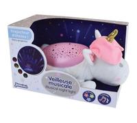 Licorne VEILLEUSE MUSICALE rose et blanche - Longueur 31 cm G