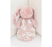 Peluche veilleuse musicale Augustin le lapin Toile de Jouy rose