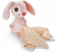 NICI Peluche 3D Hopsali Le Lapin 13cm avec Mouchoir en Mousseline - Doudou Plat Dès la Naissance - Jouets Peluches/Doudous Mouchoirs pour Filles et Garçons 48039