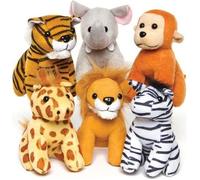 Baker Ross Peluches Animaux de la Jungle Parfaites à Glisser dans Les Pochettes-Surprises et à Câliner (Lot de 6)